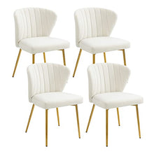 Load image into Gallery viewer, Velvet Dining Chairs Set of 4, Modern Upholstered Dining Chair with Golden Metal Legs, White