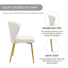 Load image into Gallery viewer, Velvet Dining Chairs Set of 4, Modern Upholstered Dining Chair with Golden Metal Legs, White