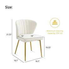 Load image into Gallery viewer, Velvet Dining Chairs Set of 4, Modern Upholstered Dining Chair with Golden Metal Legs, White
