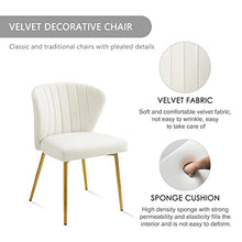 Load image into Gallery viewer, Velvet Dining Chairs Set of 4, Modern Upholstered Dining Chair with Golden Metal Legs, White
