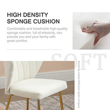 Load image into Gallery viewer, Velvet Dining Chairs Set of 4, Modern Upholstered Dining Chair with Golden Metal Legs, White
