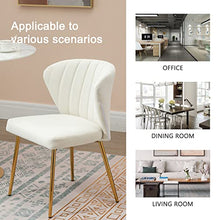 Load image into Gallery viewer, Velvet Dining Chairs Set of 4, Modern Upholstered Dining Chair with Golden Metal Legs, White
